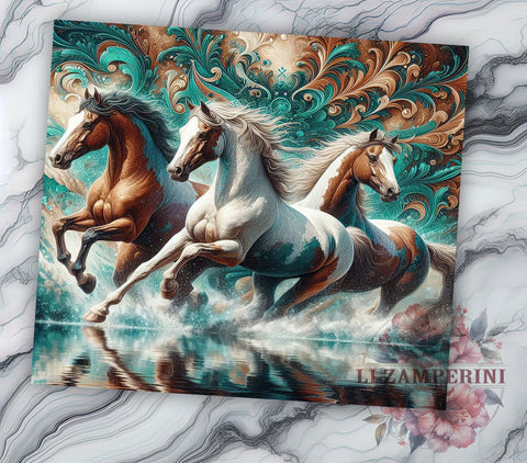 Cowhide Aztec Horse 20oz Tumbler Wrap PNG, Running Horses Tumbler PNG Sublimation Design, Straight & Tapered Tumbler Wrap, Instant Digital Download Sublimation Li Zamperini 