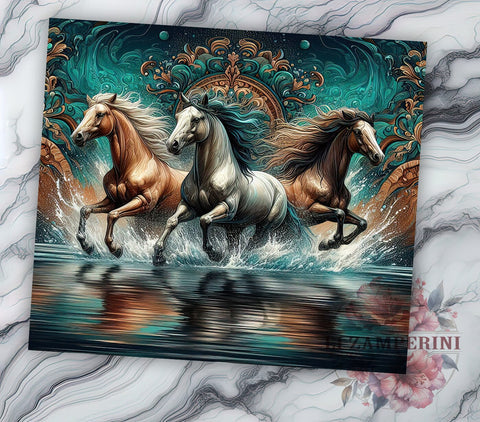 Cowhide Aztec Horse 20oz Tumbler Wrap PNG, Running Horses Tumbler PNG Sublimation Design, Straight & Tapered Tumbler Wrap, Instant Digital Download Sublimation Li Zamperini 