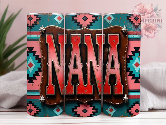 Cowhide Aztec Western Nana Tumbler Wrap, Western Nana Gift, Aztec Print Sublimation, Boho Cow Print Wrap, Southwest Tumbler Design, Country Western Mug, Rustic Cowhide Cup Sublimation Li Zamperini 