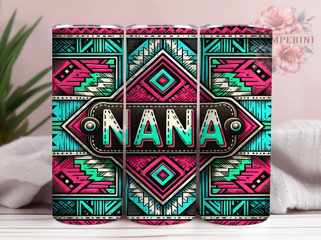 Cowhide Aztec Western Nana Tumbler Wrap, Western Nana Gift, Aztec Print Sublimation, Boho Cow Print Wrap, Southwest Tumbler Design, Country Western Mug, Rustic Cowhide Cup Sublimation Li Zamperini 