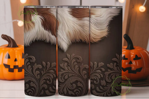 Cowhide & Damask 20oz Tumbler Wrap Sublimation PixelChick 