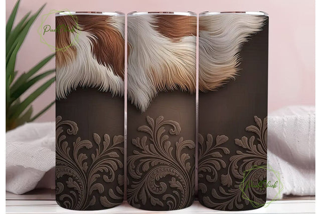 Cowhide & Damask 20oz Tumbler Wrap Sublimation PixelChick 