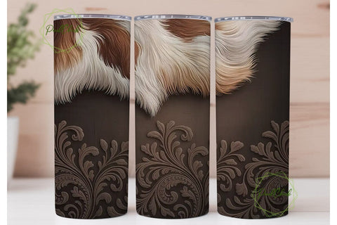 Cowhide & Damask 20oz Tumbler Wrap Sublimation PixelChick 