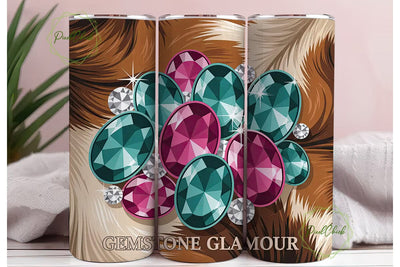 Cowhide Gemstone Tumbler Wrap Sublimation PixelChick 