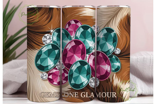 Cowhide Gemstone Tumbler Wrap Sublimation PixelChick 