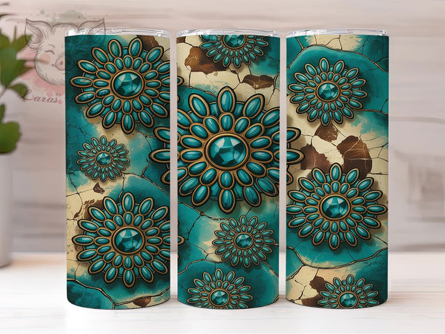 Cowhide Gemstone Western Tumbler Wrap, Gemstone Tumbler Design, Rustic Tumbler, 20oz Skinny Tumbler, Western Tumbler Wrap, Leather Tumbler Design, Boho Tumbler Sublimation Lara' s Designs 