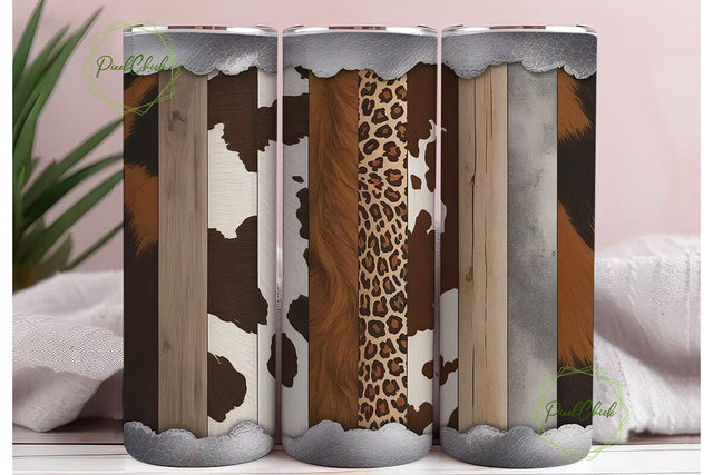 Cowhide & Leopard 20oz Tumbler Wrap Sublimation PixelChick 