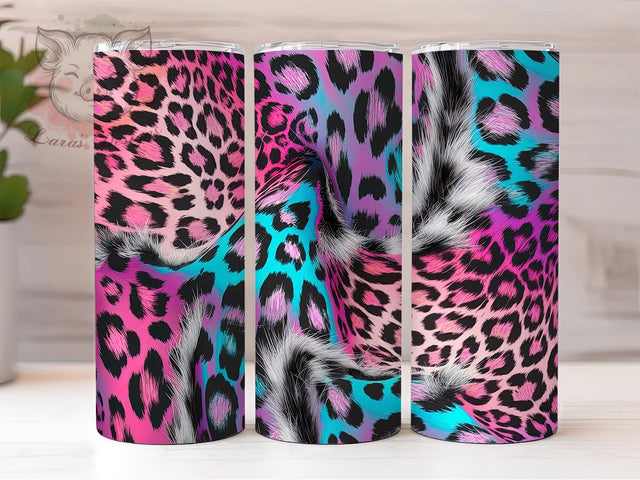 Cowhide Leopard Print Holographic Tumbler, Holographic Tumbler Design, 20oz Tumbler Sublimation, Western Glam Tumbler, Digital Tumbler Wrap, Trendy Animal Print Tumbler Sublimation Lara' s Designs 