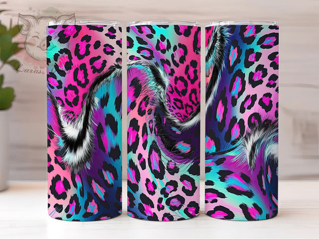 Cowhide Leopard Print Holographic Tumbler, Holographic Tumbler Design, 20oz Tumbler Sublimation, Western Glam Tumbler, Digital Tumbler Wrap, Trendy Animal Print Tumbler Sublimation Lara' s Designs 