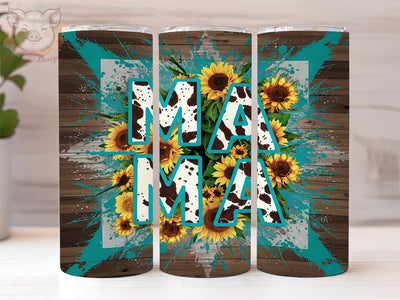 Cowhide Mama 20oz Tumbler Png, Straight & Tapered Tumbler Png, Cowhide Mama With Rustic Teal Wood Tumbler Png, Digital Download PNG Sublimation Lara' s Designs 