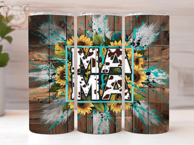 Cowhide Mama 20oz Tumbler Png, Straight & Tapered Tumbler Png, Cowhide Mama With Rustic Teal Wood Tumbler Png, Digital Download PNG Sublimation Lara' s Designs 