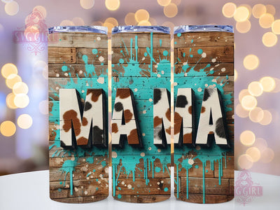 Cowhide Mama 20oz Tumbler Wrap Sublimation Design, Straight Tapered Tumbler Wrap, Mother's Day Tumbler Png, Instant Digital Download Sublimation SvggirlplusArt 
