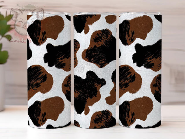 Cowhide Print Western Tumbler Wrap, Western Cow Print, 20oz Sublimation Wrap, Farmhouse Tumbler Design, Rustic Animal Print Cup, Country Style Tumbler, Brown and White Cowhide Sublimation Lara' s Designs 