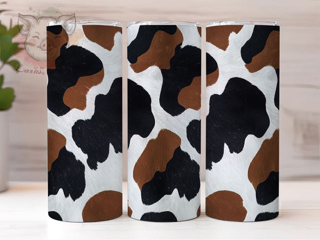 Cowhide Print Western Tumbler Wrap, Western Cow Print, 20oz Sublimation Wrap, Farmhouse Tumbler Design, Rustic Animal Print Cup, Country Style Tumbler, Brown and White Cowhide Sublimation Lara' s Designs 