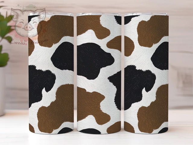 Cowhide Print Western Tumbler Wrap, Western Cow Print, 20oz Sublimation Wrap, Farmhouse Tumbler Design, Rustic Animal Print Cup, Country Style Tumbler, Brown and White Cowhide Sublimation Lara' s Designs 