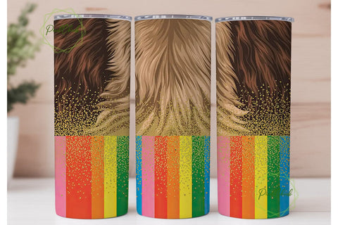 Cowhide Rainbow Glitter 20oz Tumbler Sublimation PixelChick 