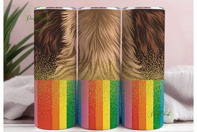 Cowhide Rainbow Glitter 20oz Tumbler Sublimation PixelChick 
