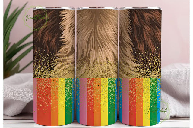 Cowhide Rainbow Glitter 20oz Tumbler Sublimation PixelChick 