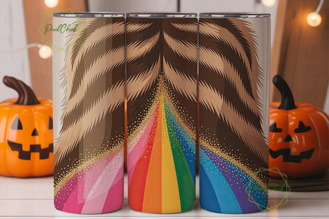 Cowhide Rainbow Glitter 20oz Tumbler Sublimation PixelChick 