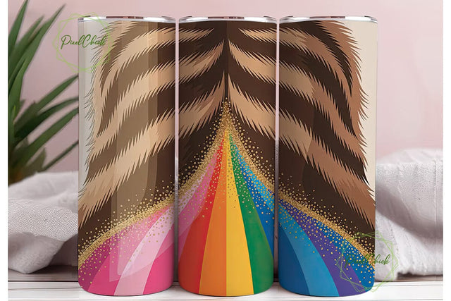Cowhide Rainbow Glitter 20oz Tumbler Sublimation PixelChick 