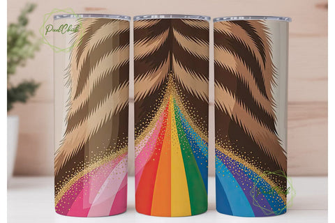 Cowhide Rainbow Glitter 20oz Tumbler Sublimation PixelChick 