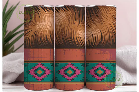 Cowhide Western 20oz Tumbler Wrap Sublimation PixelChick 