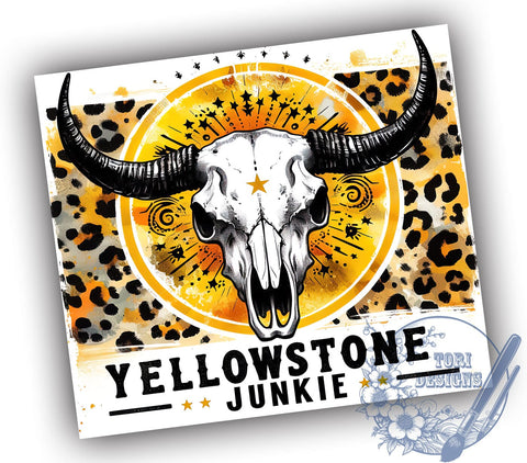 Cowhide Yellowstone 20oz Skinny Tumbler, Bull Skull Tumbler Png, Straight & Tapered Tumbler Wrap, Instant Digital Download Sublimation ToriDesigns 
