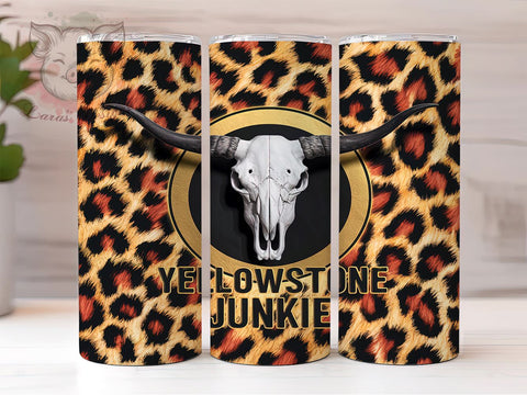 Cowhide Yellowstone 20oz Tumbler Png, Straight & Tapered Tumbler Png, Bull Skull Purple Tumbler Png, Digital Download PNG Sublimation Lara' s Designs 