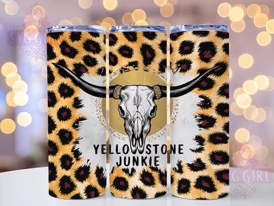 Cowhide Yellowstone 20oz Tumbler Wrap Sublimation Design, Straight Tapered Tumbler Wrap, Bull Skull and Leopard Tumbler Png, Instant Digital Download Sublimation SvggirlplusArt 