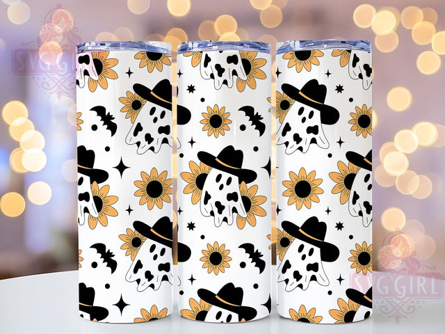 Cowprint Ghost Boojee Western Tumbler, Boojee Western, Cute Halloween, 20Oz Tumbler Wrap, Sublimation Drinkware, Spooky Cowgirl, Funny Fall Design Sublimation SvggirlplusArt 