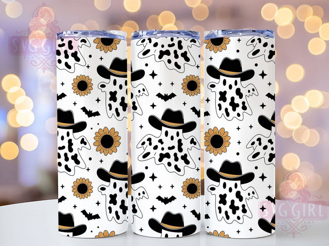 Cowprint Ghost Boojee Western Tumbler, Boojee Western, Cute Halloween, 20Oz Tumbler Wrap, Sublimation Drinkware, Spooky Cowgirl, Funny Fall Design Sublimation SvggirlplusArt 
