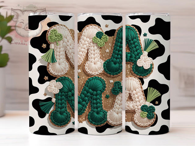 Cowprint Mama Yarn 20oz Tumbler, Faux Yarn Pattern, Sublimation Tumbler Wrap, 20oz Tumbler, Rustic Farmhouse Gift, Animal Print Style, Motherhood Keepsake Sublimation Lara' s Designs 