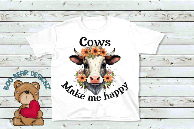 Cows make me happy Sublimation Sublimation Boo Bear Designz 