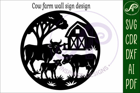 Cows on the farm scene wall sign, SVG file. SVG APInspireddesigns 