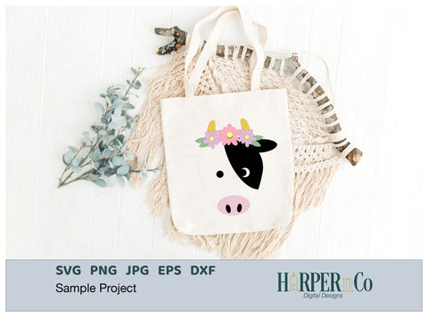 Cows with Bows and Flowers SVG PNG Cut EPS File SVG HarperNCo 