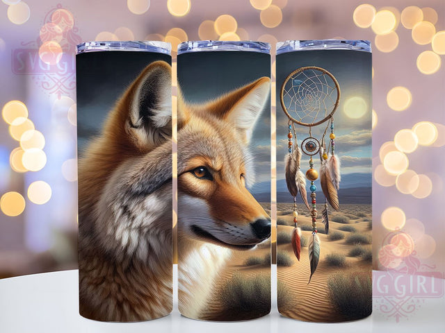 Coyote Dreamcatcher Tribal Tumbler Wrap, Dreamcatcher Wrap, 20oz Tumbler Design, Sublimation Wrap, Native American Tumbler, Wolf Dreamcatcher, Tribal Tumbler Sublimation SvggirlplusArt 