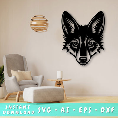 Coyote Laser SVG Cut File, Coyote Glowforge File, Coyote DXF, Coyote Wall Art SVG SVG HappyDesignStudio 