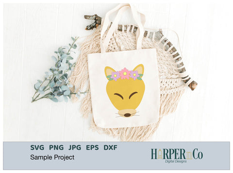 Coyote with Bows and Flowers SVG PNG Cut EPS File SVG HarperNCo 