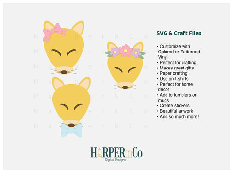 Coyote with Bows and Flowers SVG PNG Cut EPS File SVG HarperNCo 