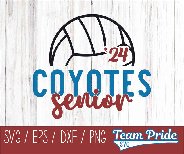 Coyotes Senior 2024 Volleyball SVG Digital Download Printable - SVG, EPS, DXF, PNG SVG Team Pride SVG 
