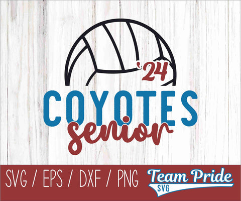 Coyotes Senior 2024 Volleyball SVG Digital Download Printable - SVG, EPS, DXF, PNG SVG Team Pride SVG 