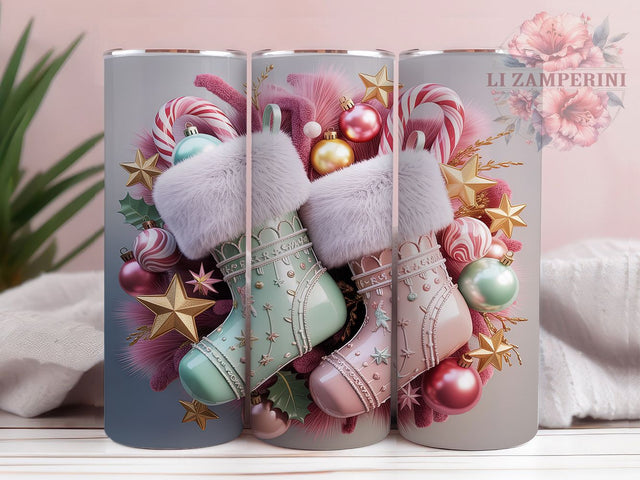 Cozy 3D Hanging Christmas Stockings Tumbler, Holiday Wrap Design, 20oz Tumbler Sublimation, Festive Fireplace Tumbler, Hanging Stockings Wrap, Cozy Christmas Sublimation, Winter Holiday Tumbler Sublimation Li Zamperini 