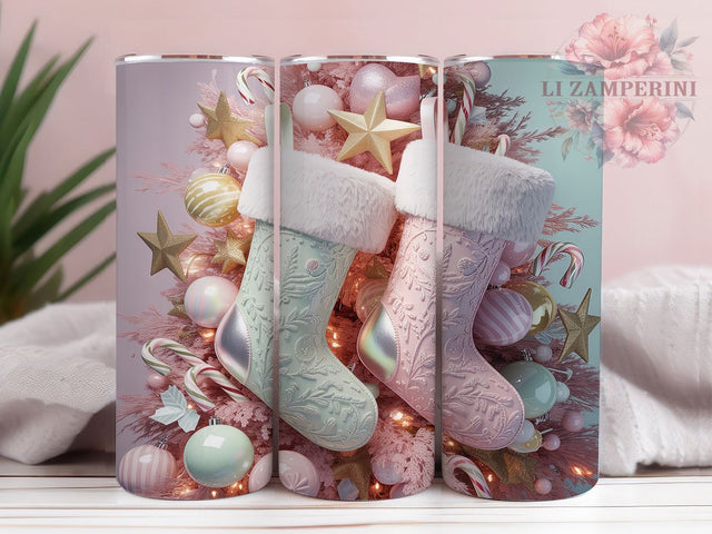 Cozy 3D Hanging Christmas Stockings Tumbler, Holiday Wrap Design, 20oz Tumbler Sublimation, Festive Fireplace Tumbler, Hanging Stockings Wrap, Cozy Christmas Sublimation, Winter Holiday Tumbler Sublimation Li Zamperini 
