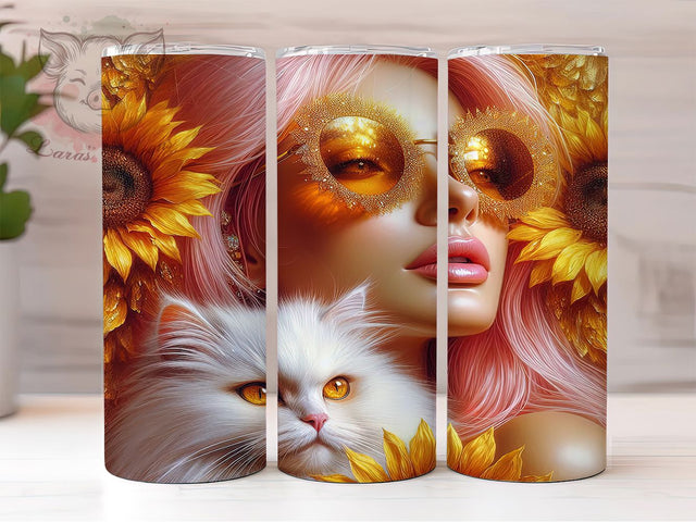 Cozy Aesthetic Girl Cat Tumbler, Aesthetic Tumbler Wrap, 20oz Skinny Tumbler Design, Cat Lover Tumbler PNG, Cute Girl Tumbler Wrap, Sublimation Tumbler PNG, Cozy Aesthetic Tumbler Sublimation Lara' s Designs 