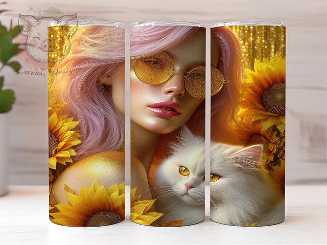 Cozy Aesthetic Girl Cat Tumbler, Aesthetic Tumbler Wrap, 20oz Skinny Tumbler Design, Cat Lover Tumbler PNG, Cute Girl Tumbler Wrap, Sublimation Tumbler PNG, Cozy Aesthetic Tumbler Sublimation Lara' s Designs 