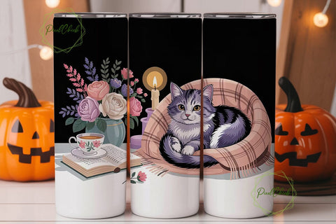 Cozy Artist Cat 20oz Tumbler Wrap Sublimation PixelChick 