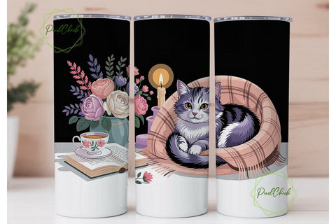 Cozy Artist Cat 20oz Tumbler Wrap Sublimation PixelChick 