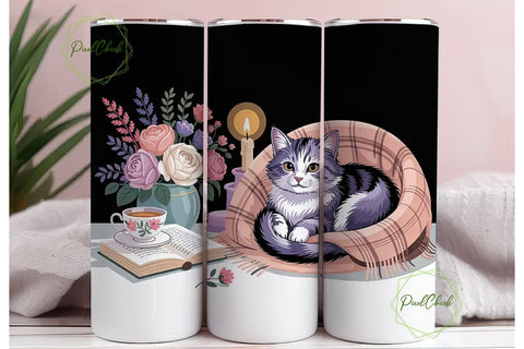 Cozy Artist Cat 20oz Tumbler Wrap Sublimation PixelChick 
