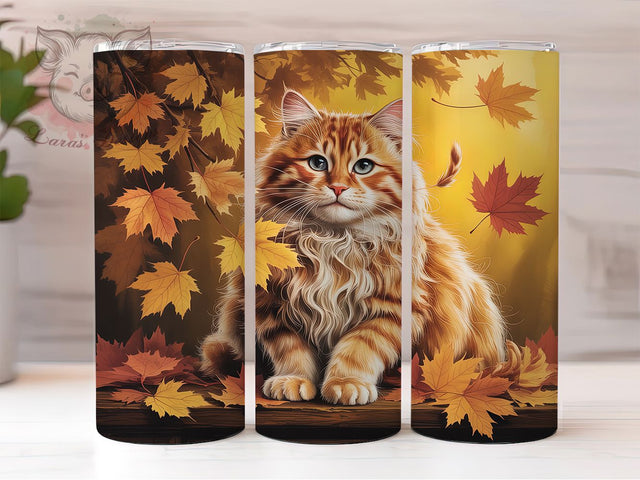 Cozy Autumn Black Cat Tumbler Wrap, Fall Tumbler Png, 20oz Skinny Tumbler, Sublimation Download, Autumn Cat Png, Cozy Autumn Tumbler, Black Cat Tumbler Sublimation Lara' s Designs 