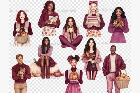 Cozy Autumn Clipart Collection | Fall Home Library PNG SVG GlamArtZhanna 